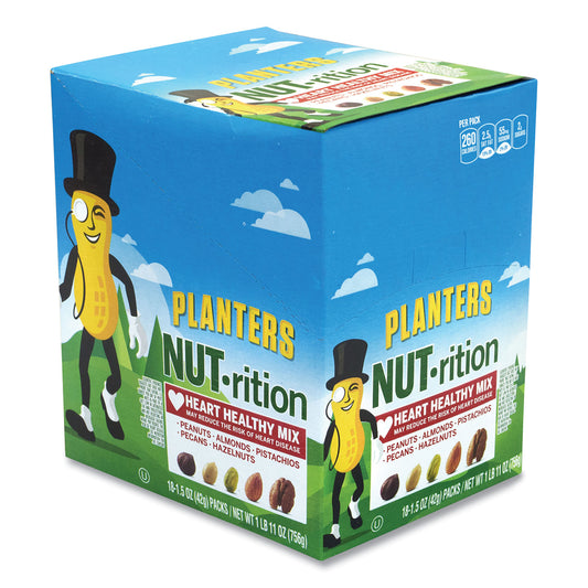 Planters NUT-rition Heart Healthy Mix, 1.5 oz Tube, 18 Tubes/Carton (30700008)