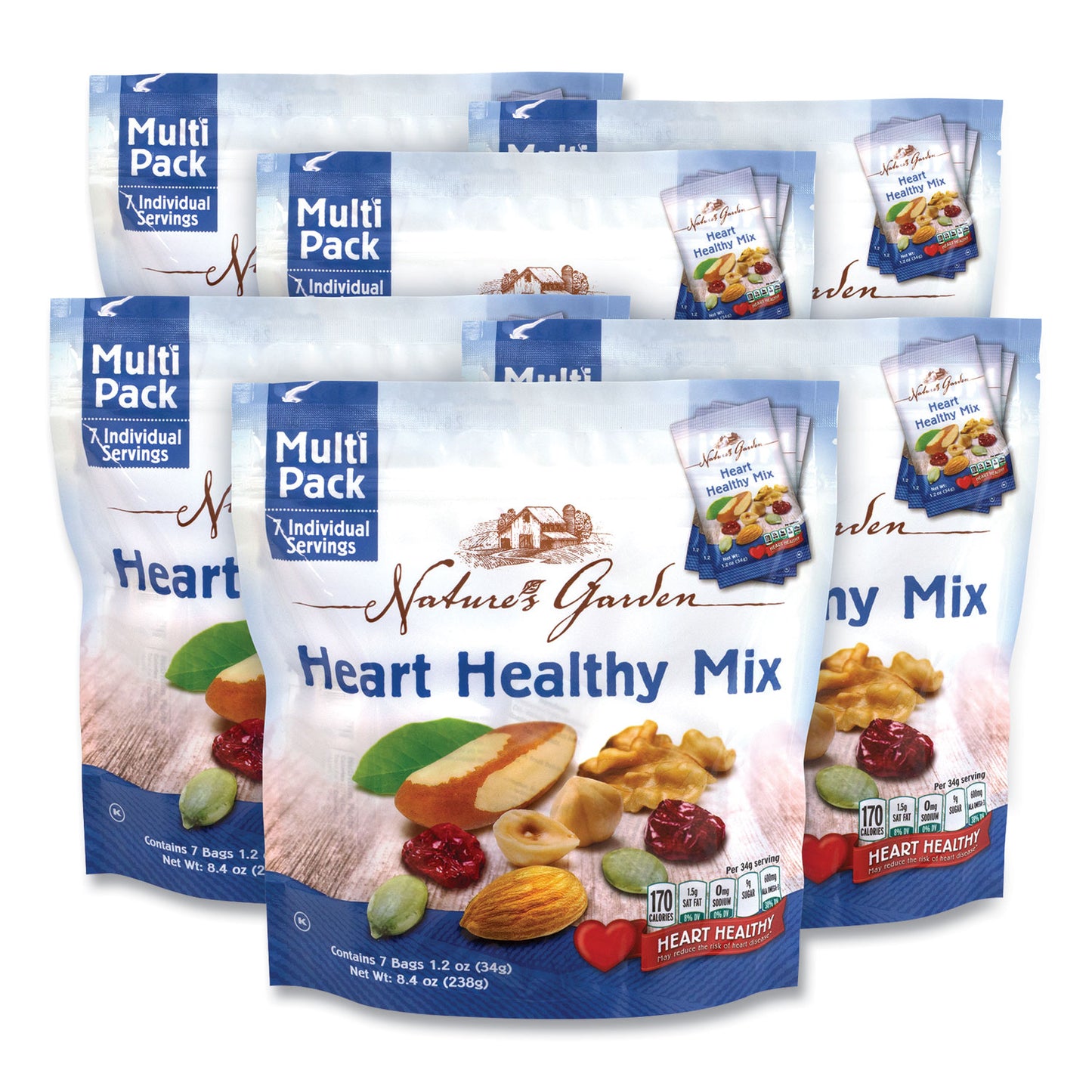 Nature's Garden Healthy Heart Mix, 1.2 oz Pouch, 7 Pouches/Pack, 6 Packs/Carton (29400006)