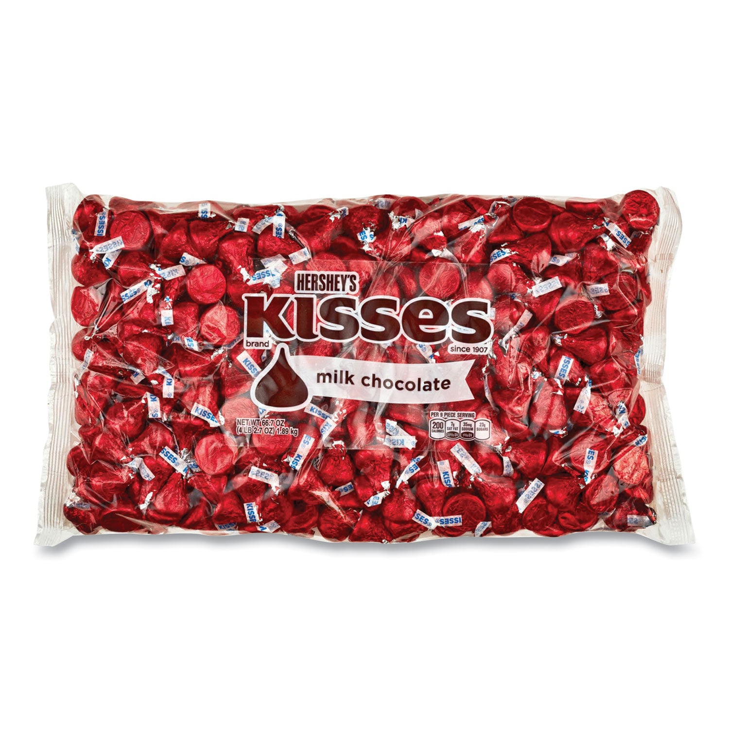 Hershey's KISSES, Milk Chocolate, Red Wrappers, 66.7 oz Bag (24600083)