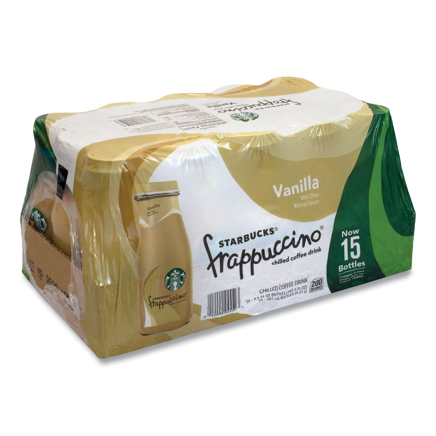 Starbucks Frappuccino Coffee, 9.5 oz Bottle, Vanilla, 15/Carton (90000050)