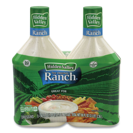 Hidden Valley Original Ranch Dressing, 40 oz Bottle, 2 Bottles/Carton (90000027)