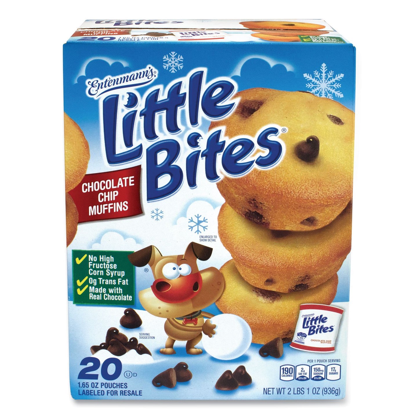 Entenmann's Little Bites Little Bites Muffins, Chocolate Chip, 1.65 oz Pouch, 20 Pouches/Carton (90000016)