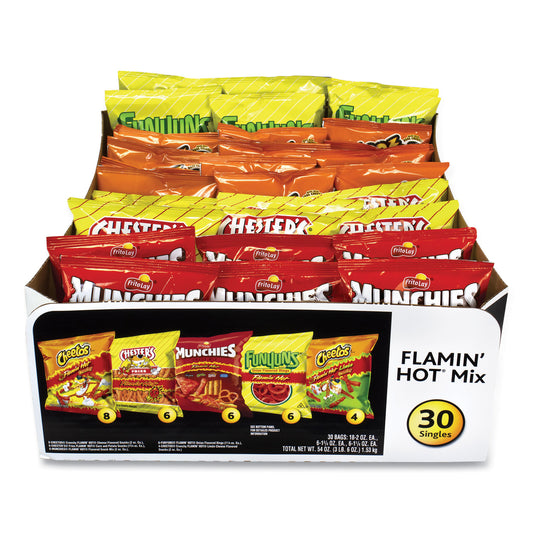 Frito-Lay Flamin' Hot Mix Variety Pack, Assorted Flavors, Assorted Size Bag, 30 Bags/Carton (29500007)