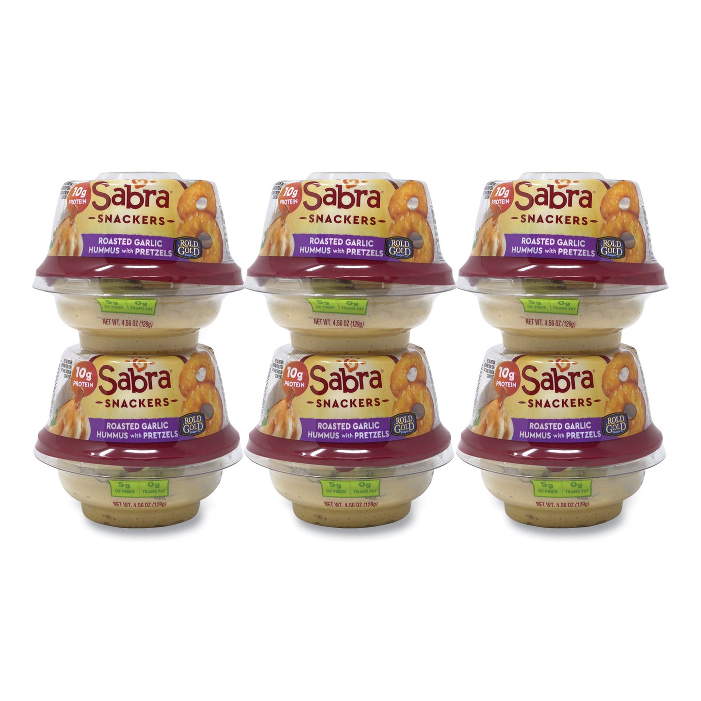 Sabra Classic Hummus with Pretzel, 4.56 oz Cup, 6 Cups/Pack (90200452)