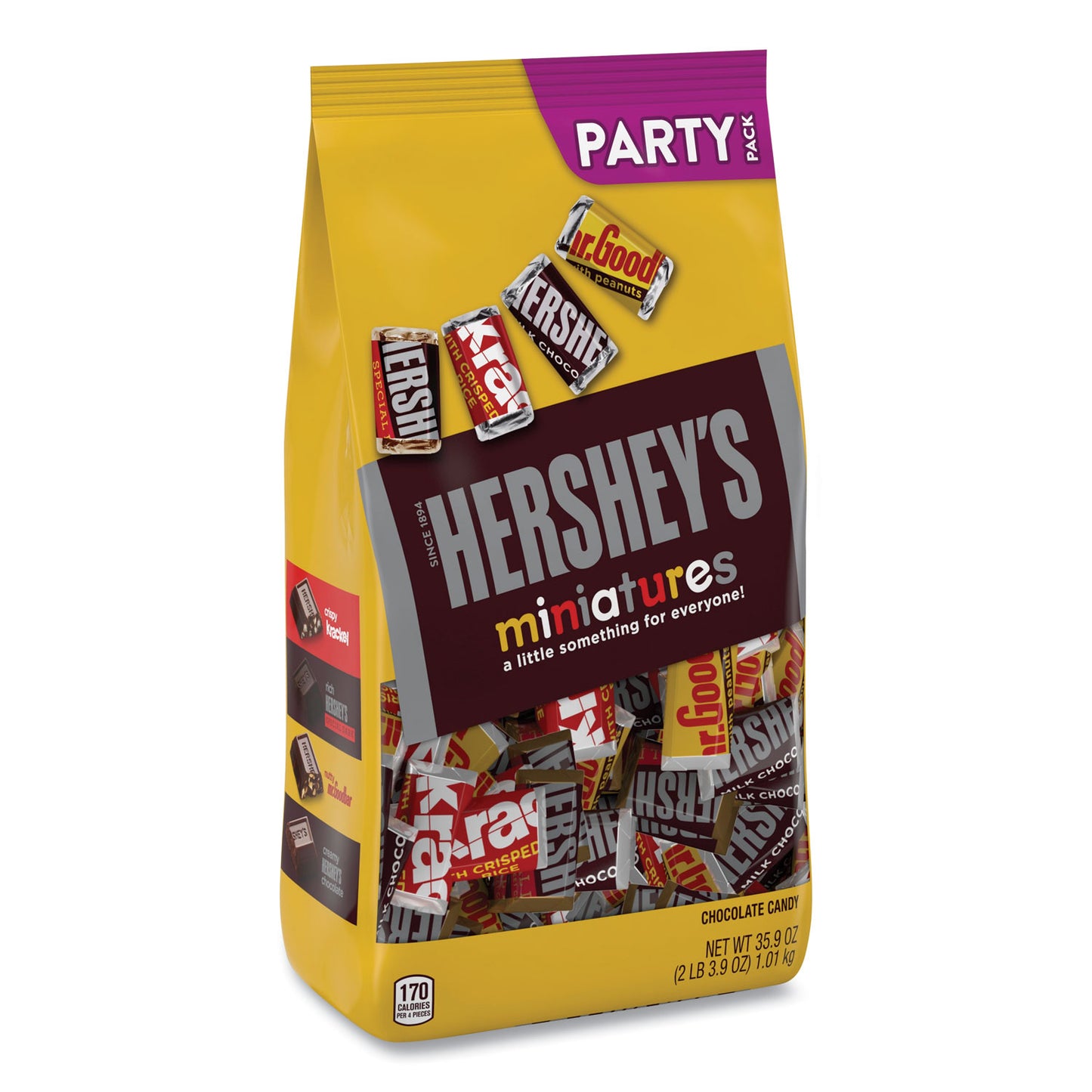 Hershey's Chocolate Miniatures Party Pack Assortment, 35.9 oz Bag, 2 Bags/Carton (24600403)