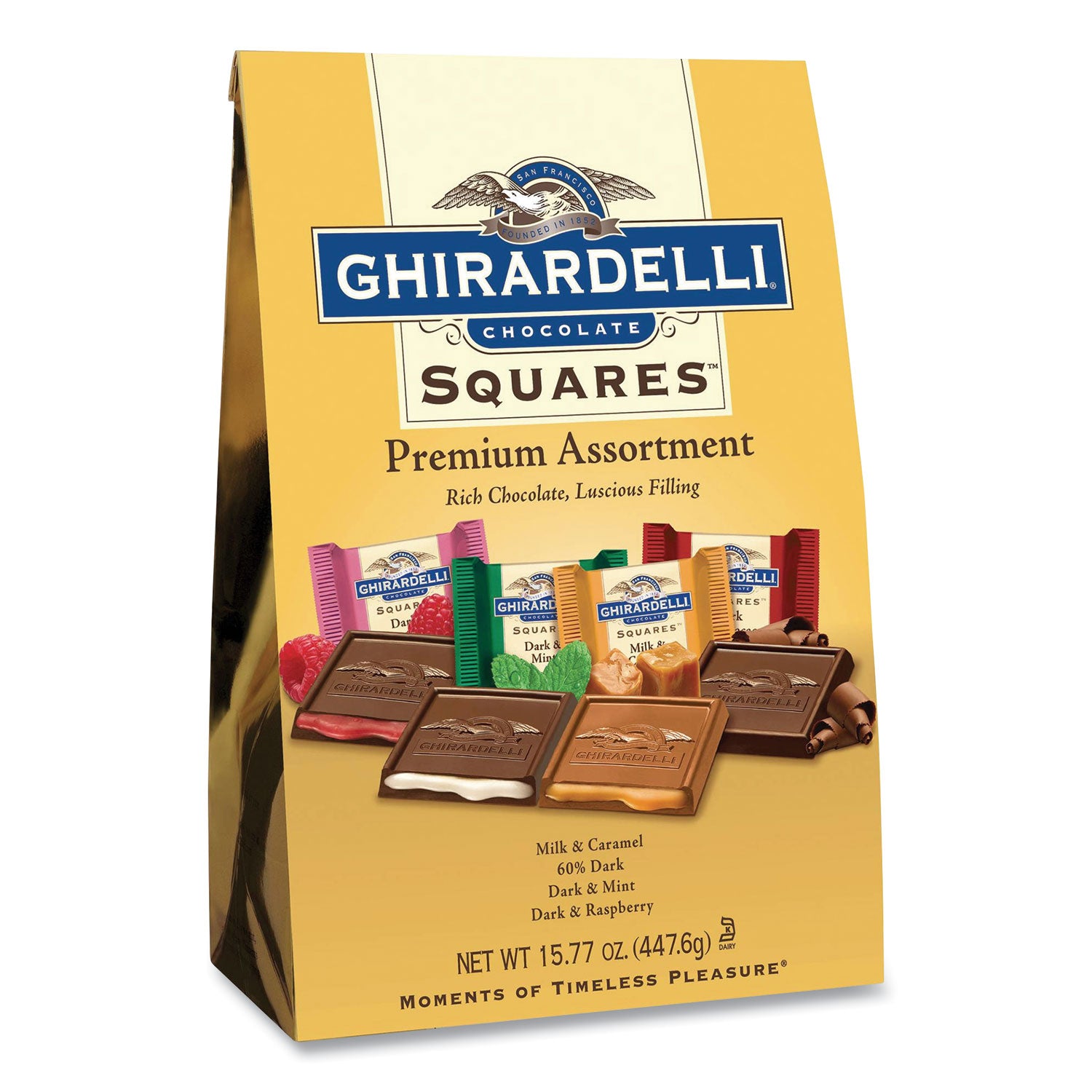 Ghirardelli Premuim Assorted Dark and Milk Chocolate Squares, 15.77 oz Bag (30001036)