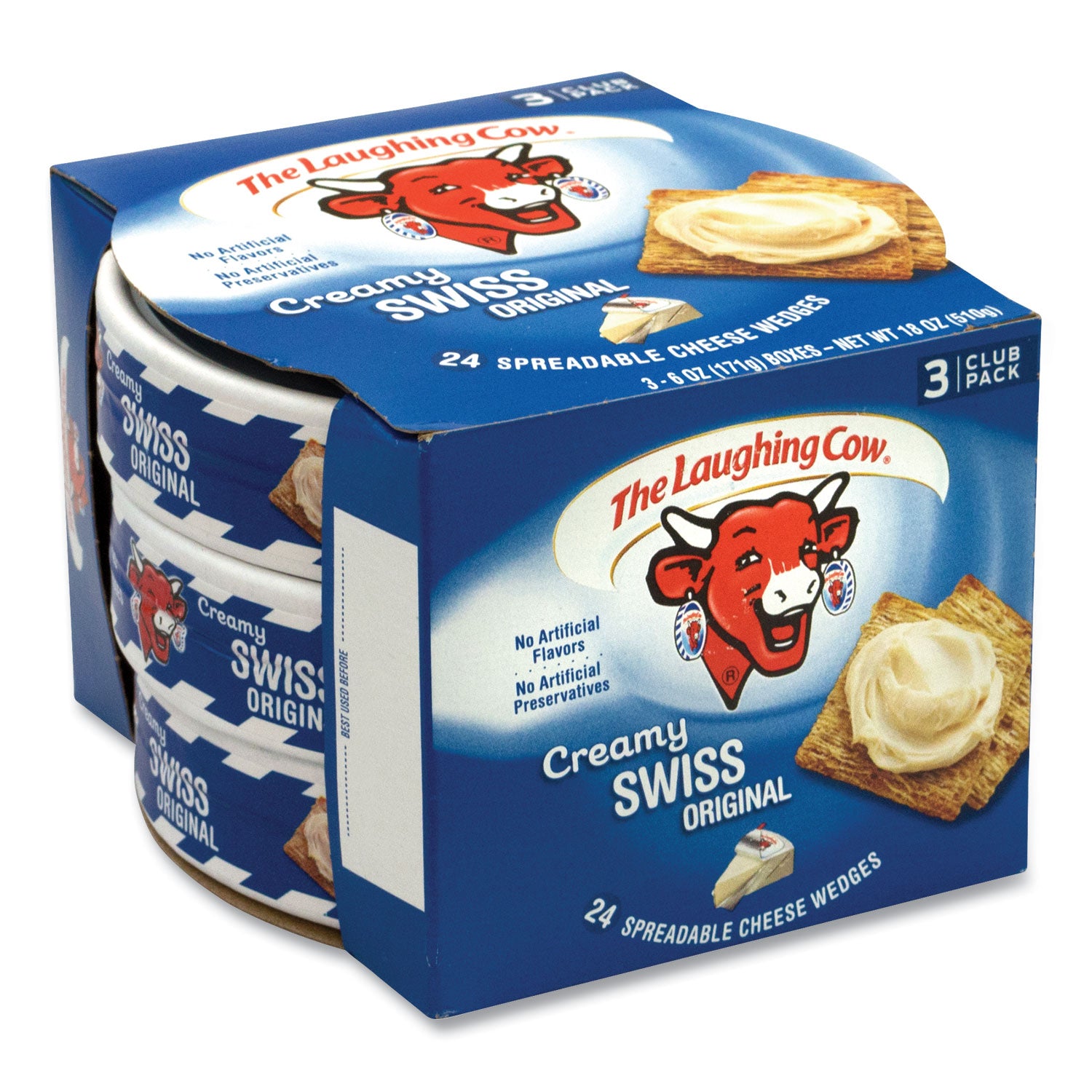 The Laughing Cow Creamy Swiss Wedge, 6 oz Tub, 3 Tubs/Pack (90200065)