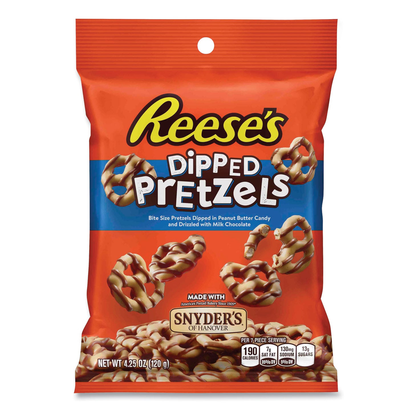 Reese's Dipped Pretzels, 4.25 oz Bag, 4/Carton (24600288)