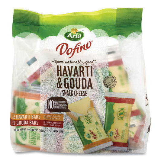 Arla Havarti and Gouda Cheese Snack Bars, 0.75 oz Bars, 24 Bars/Carton (90200032)