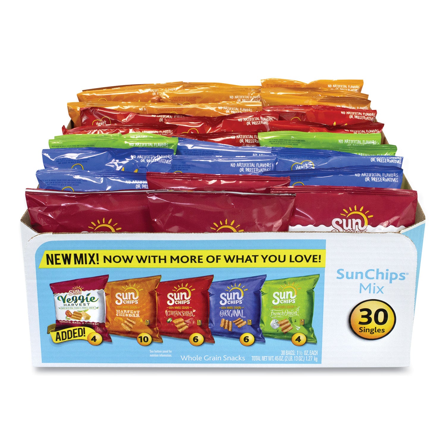 SunChips Variety Mix, Assorted Flavors, 1.5 oz Bags, 30 Bags/Carton (29500009)