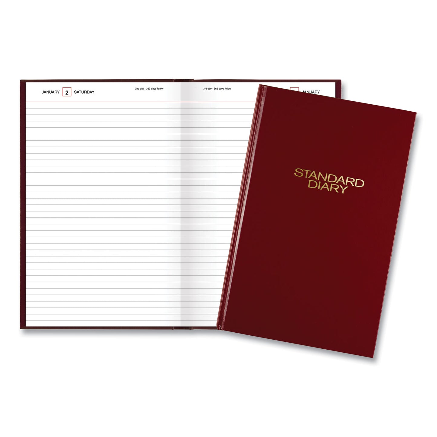 AT-A-GLANCE Standard Diary Daily Diary, 2025 Edition, Wide/Legal Rule, Red Cover, (200) 12 x 7.75 Sheets (SD37613)