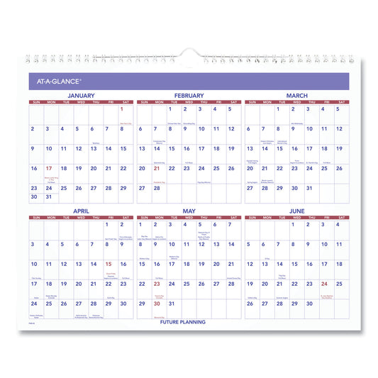 AT-A-GLANCE Monthly Wall Calendar, 15 x 12, White/Red/Blue Sheets, 12-Month (Jan to Dec): 2025 (PM828)