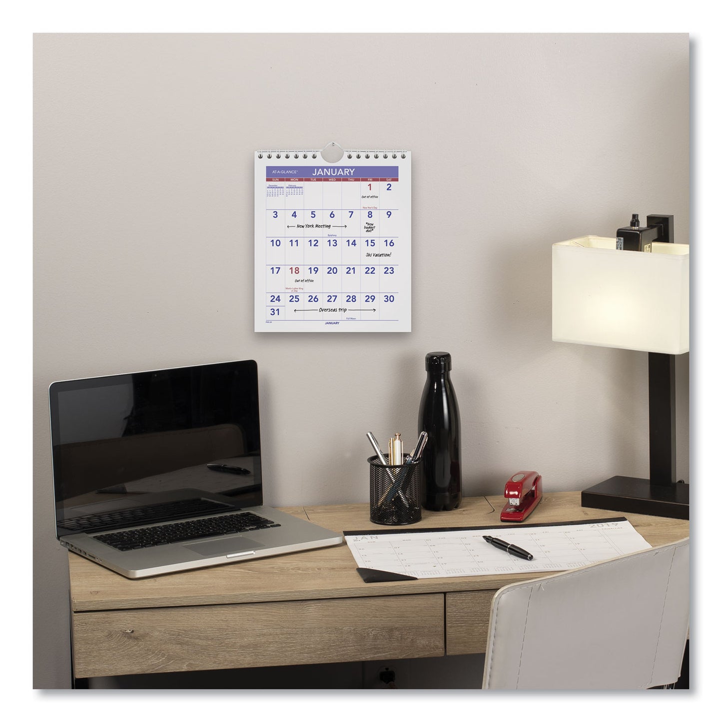 AT-A-GLANCE Mini Monthly Wall Calendar with Fold-Out Easel, 7 x 8, White Sheets, 12-Month (Jan to Dec): 2025 (PM528)