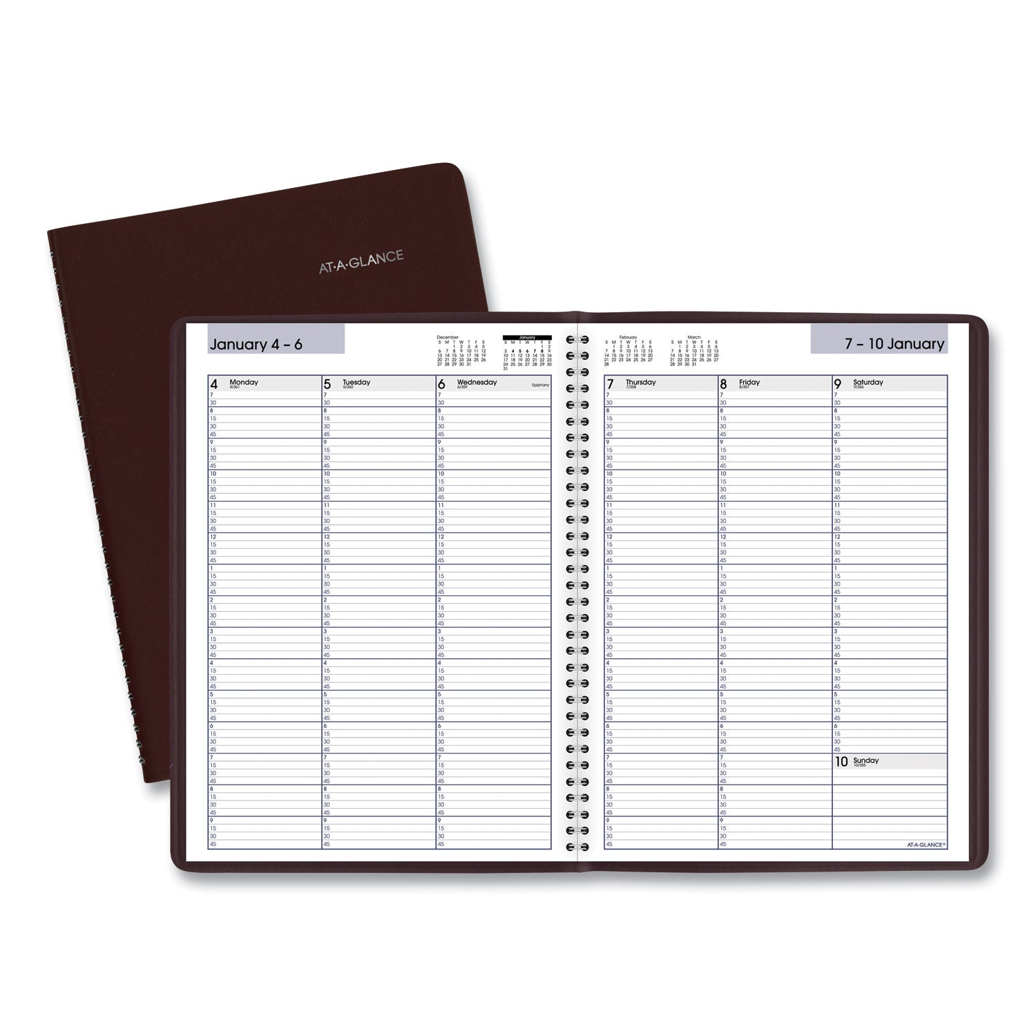 AT-A-GLANCE DayMinder Weekly Appointment Book, Vertical-Column Format, 11 x 8, Burgundy Cover, 12-Month (Jan to Dec): 2025 (G52014)