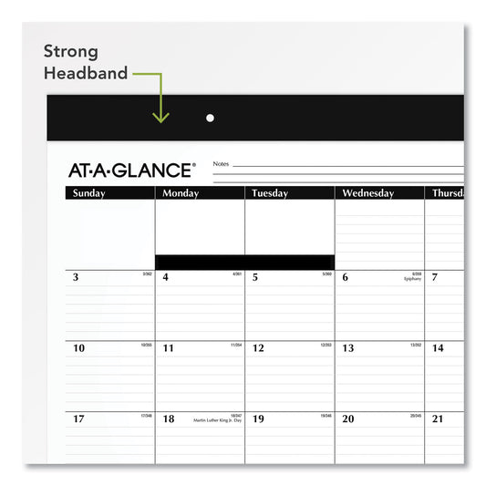 AT-A-GLANCE Monthly Refillable Desk Pad, 22 x 17, White Sheets, Black Binding, Black Corners, 12-Month (Jan to Dec): 2025 (SK2200)