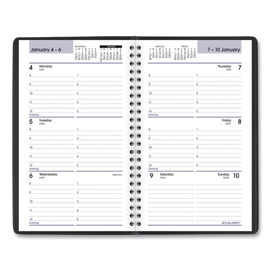 AT-A-GLANCE DayMinder Block Format Weekly Appointment Book, 8.5 x 5.5, Black Cover, 12-Month (Jan to Dec): 2025 (G20000)