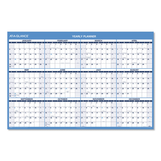 AT-A-GLANCE Horizontal Reversible/Erasable Wall Planner, 48 x 32, White/Blue Sheets, 12-Month (Jan to Dec): 2025 (PM30028)