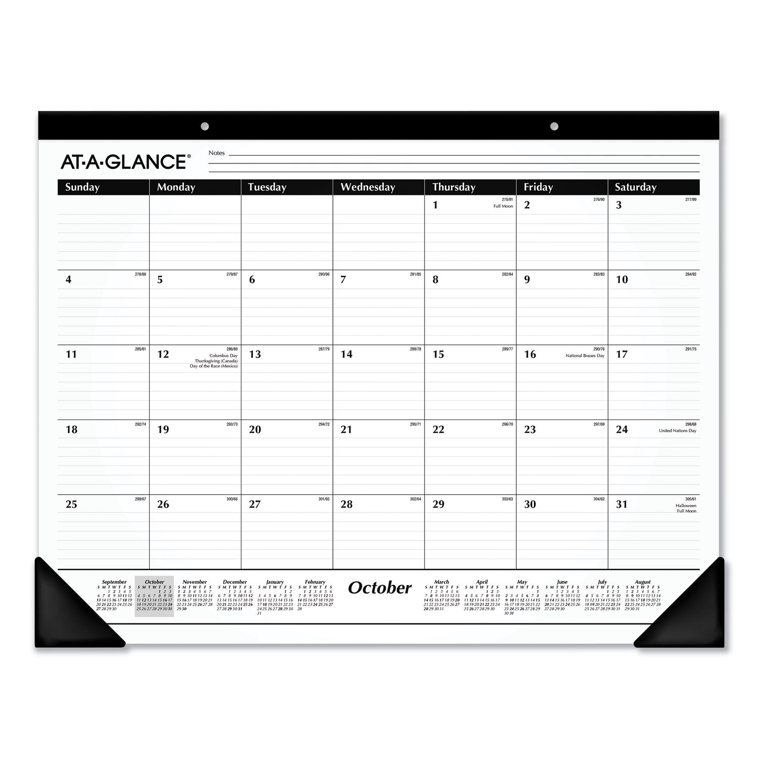 AT-A-GLANCE Academic Year Ruled Desk Pad, 21.75 x 17, White Sheets, Black Binding, Black Corners, 16-Month (Sept to Dec): 2024 to 2025 (SK241600)