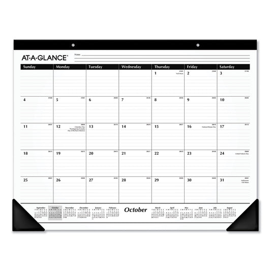 AT-A-GLANCE Academic Year Ruled Desk Pad, 21.75 x 17, White Sheets, Black Binding, Black Corners, 16-Month (Sept to Dec): 2024 to 2025 (SK241600)