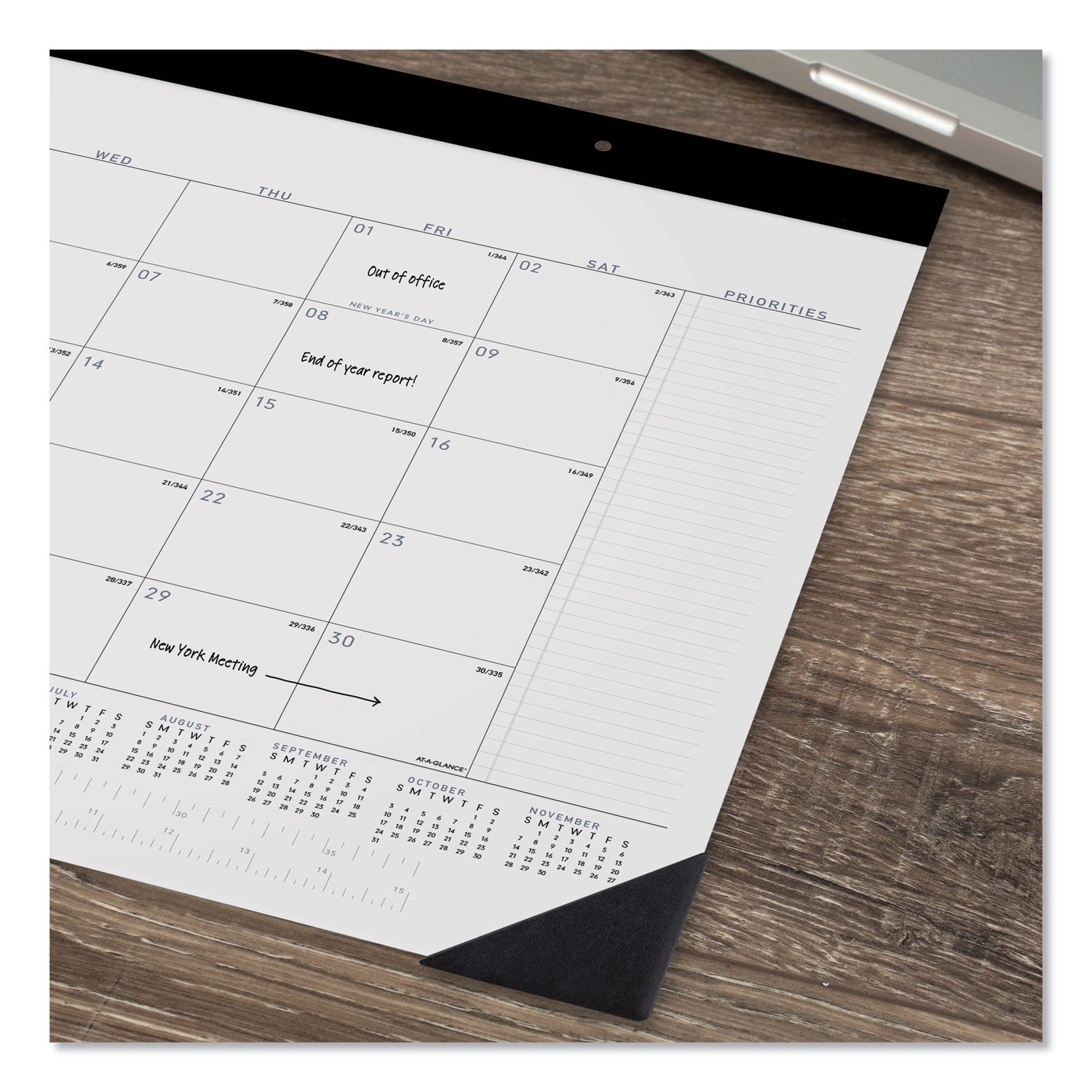 AT-A-GLANCE Contemporary Monthly Desk Pad, 22 x 17, White Sheets, Black Binding/Corners,12-Month (Jan to Dec): 2025 (SK24X00)