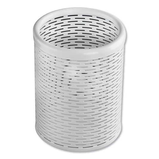 Artistic Urban Collection Punched Metal Pencil Cup, 3.5" Diameter x 4.5"h, White (ART20005WH)