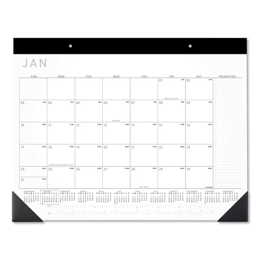 AT-A-GLANCE Contemporary Monthly Desk Pad, 22 x 17, White Sheets, Black Binding/Corners,12-Month (Jan to Dec): 2025 (SK24X00)