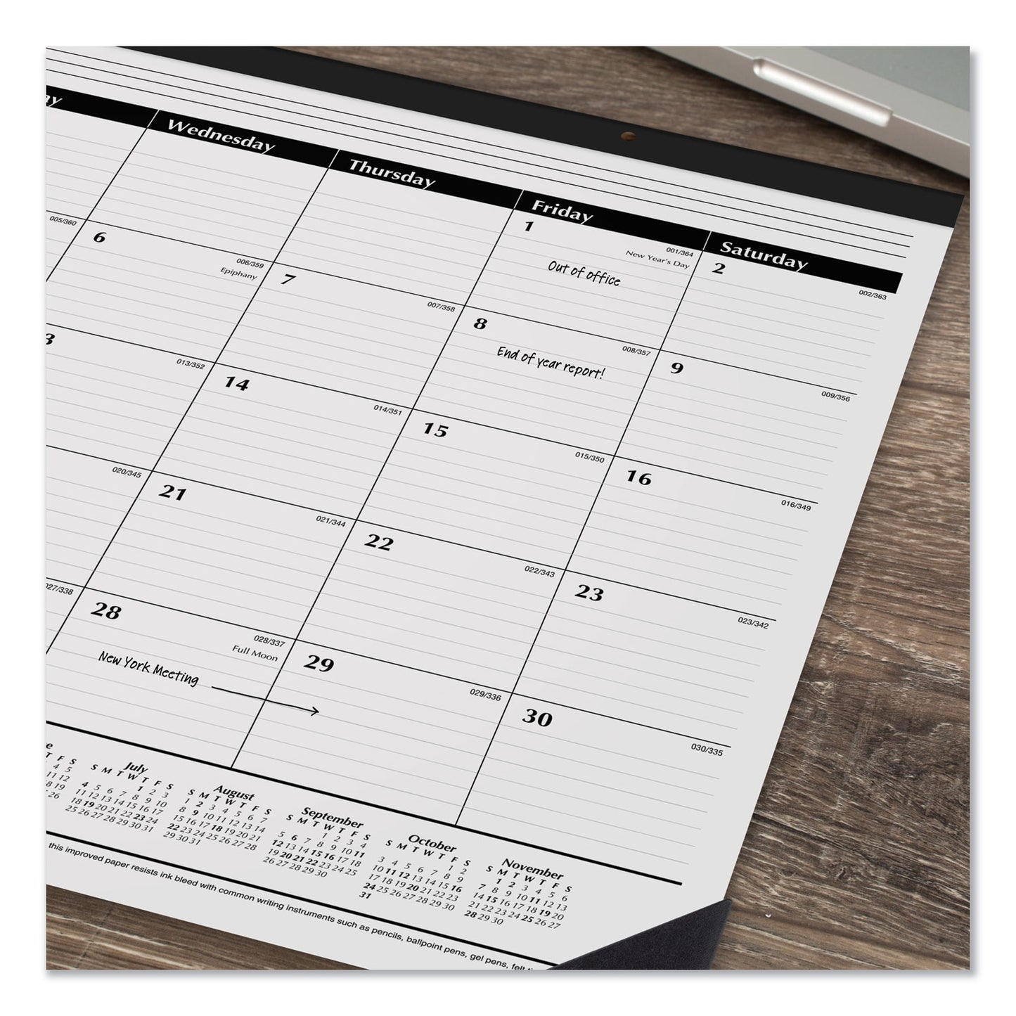 AT-A-GLANCE Ruled Desk Pad, 24 x 19, White Sheets, Black Binding, Black Corners, 12-Month (Jan to Dec): 2025 (SK3000)