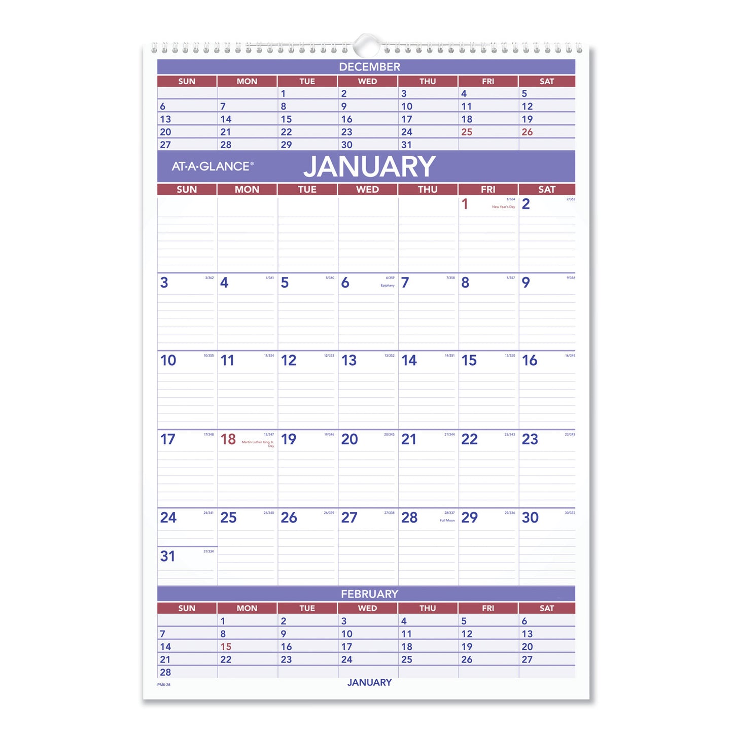 AT-A-GLANCE Three-Month Wall Calendar, 15.5 x 22.75, White Sheets, 12-Month (Jan to Dec): 2025 (PM628)