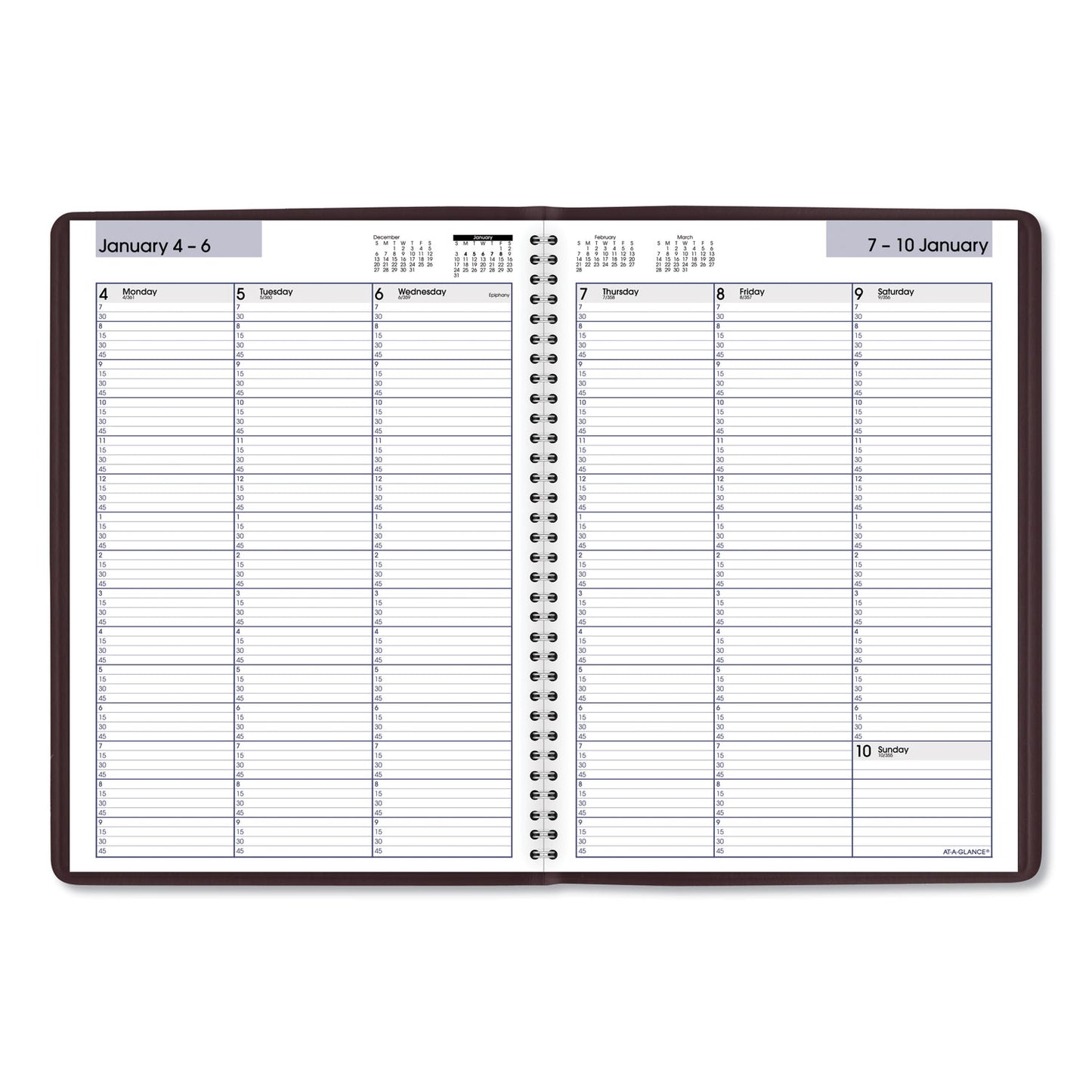 AT-A-GLANCE DayMinder Weekly Appointment Book, Vertical-Column Format, 11 x 8, Burgundy Cover, 12-Month (Jan to Dec): 2025 (G52014)