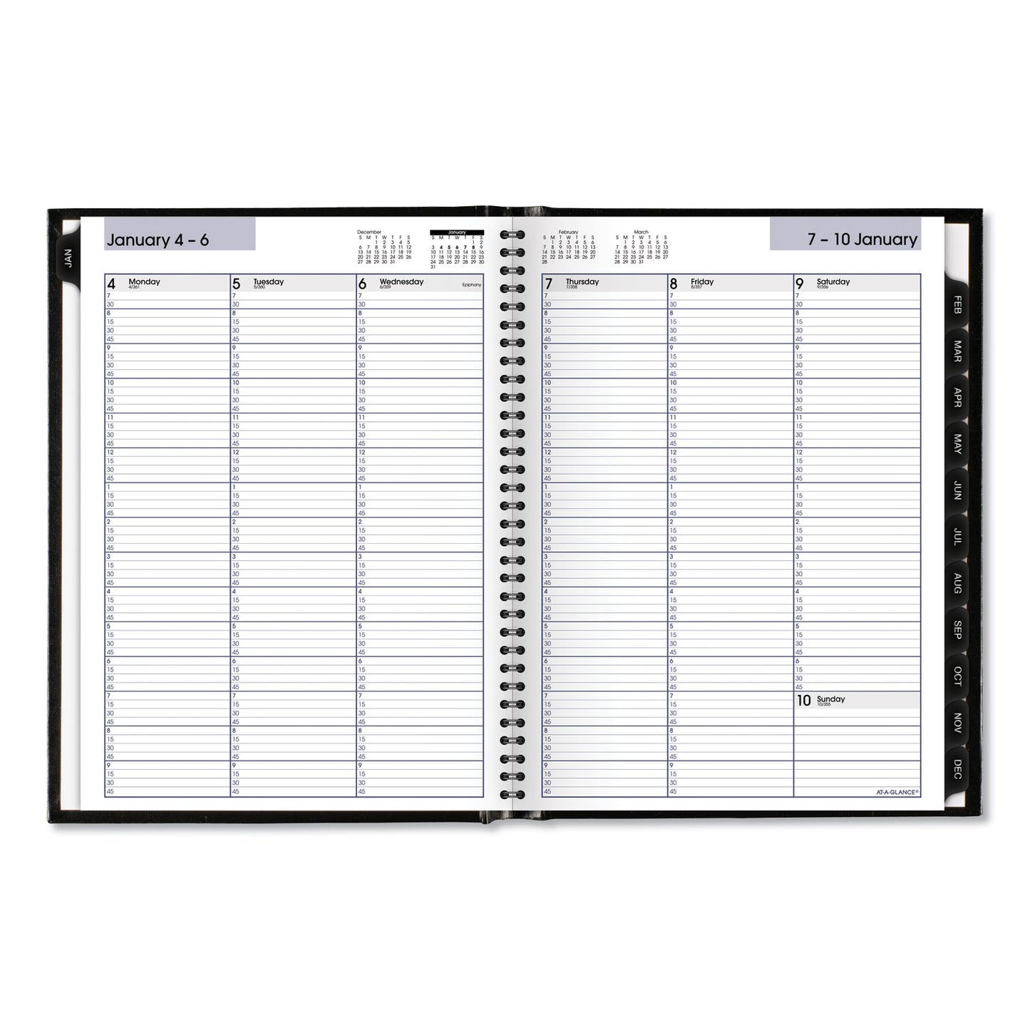 AT-A-GLANCE DayMinder Hardcover Weekly Vertical-Column Format Appointment Book, 11 x 8, Black Cover, 12-Month (Jan to Dec): 2025 (G520H00)