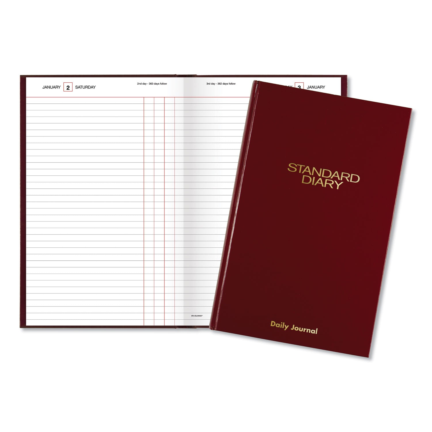 AT-A-GLANCE Standard Diary Daily Journal, 2025 Edition, Wide/Legal Rule, Red Cover, (210) 12 x 7.75 Sheets (SD37713)