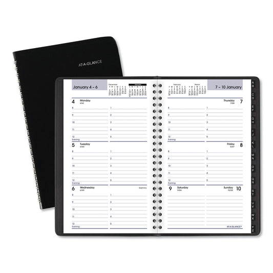 AT-A-GLANCE DayMinder Block Format Weekly Appointment Book, Tabbed Telephone/Add Section, 8.5 x 5.5, Black, 12-Month (Jan to Dec): 2025 (G21000)