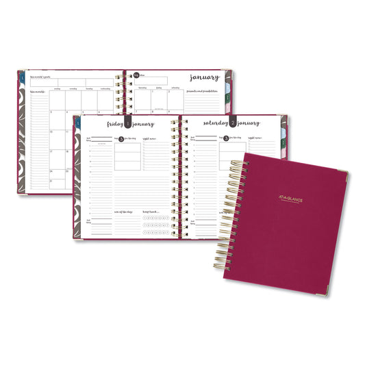 AT-A-GLANCE Harmony Daily Hardcover Planner, 8.75 x 7, Berry Cover, 12-Month (Jan to Dec): 2025 (609980659)