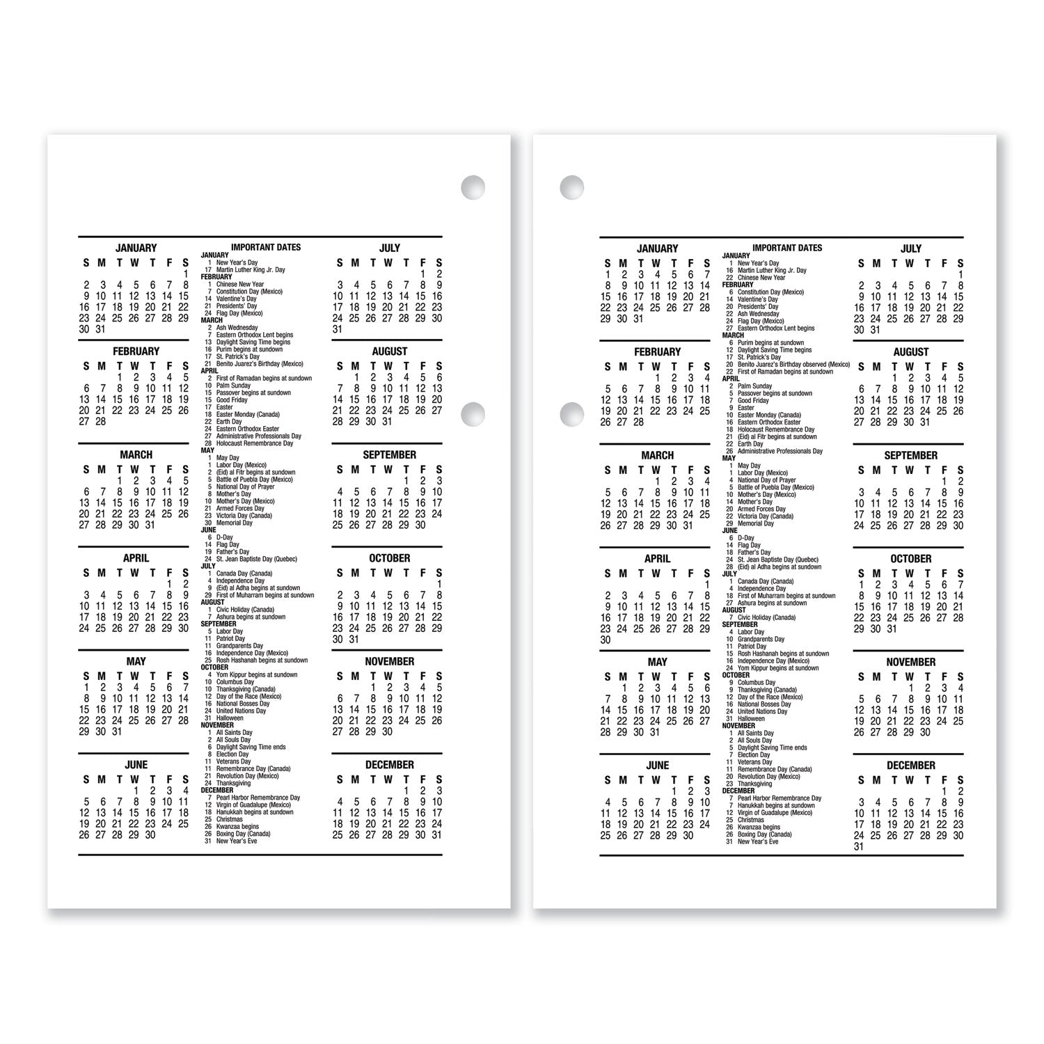 AT-A-GLANCE Desk Calendar Refill, 3.5 x 6, White Sheets, 12-Month (Jan to Dec): 2025 (E71750)