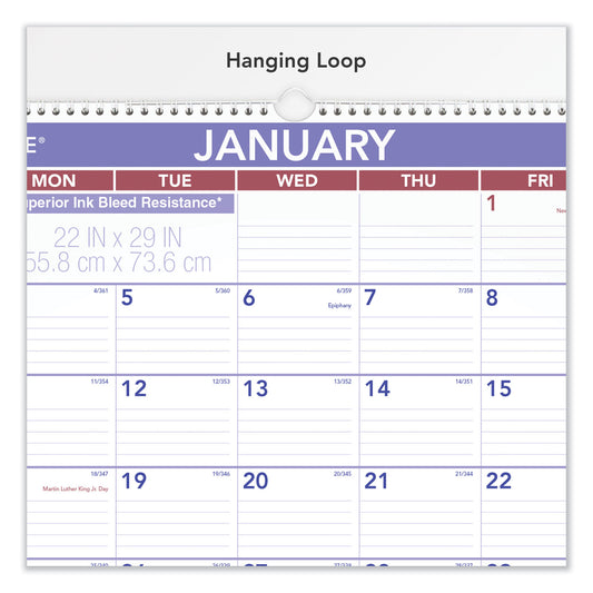 AT-A-GLANCE Two-Month Wall Calendar, 22 x 29, White/Blue/Red Sheets, 12-Month (Jan to Dec): 2025 (PM928)