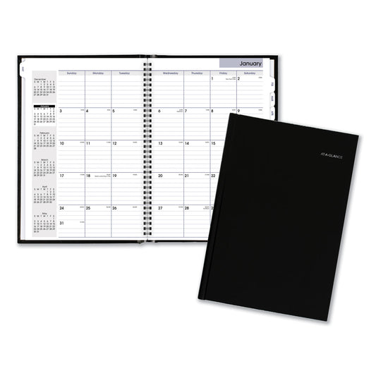 AT-A-GLANCE DayMinder Hard-Cover Monthly Planner, Ruled Blocks, 11.75 x 8, Black Cover, 14-Month: Dec 2024 to Jan 2026 (G470H00)