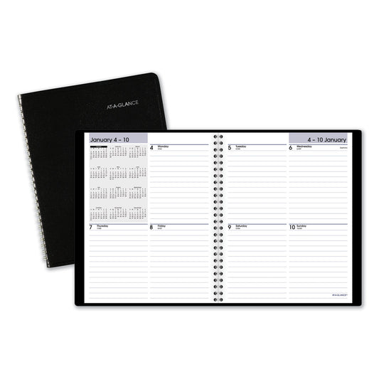 AT-A-GLANCE DayMinder Open-Schedule Weekly Appointment Book, 8.75 x 7, Black Cover, 12-Month (Jan to Dec): 2025 (G53500)