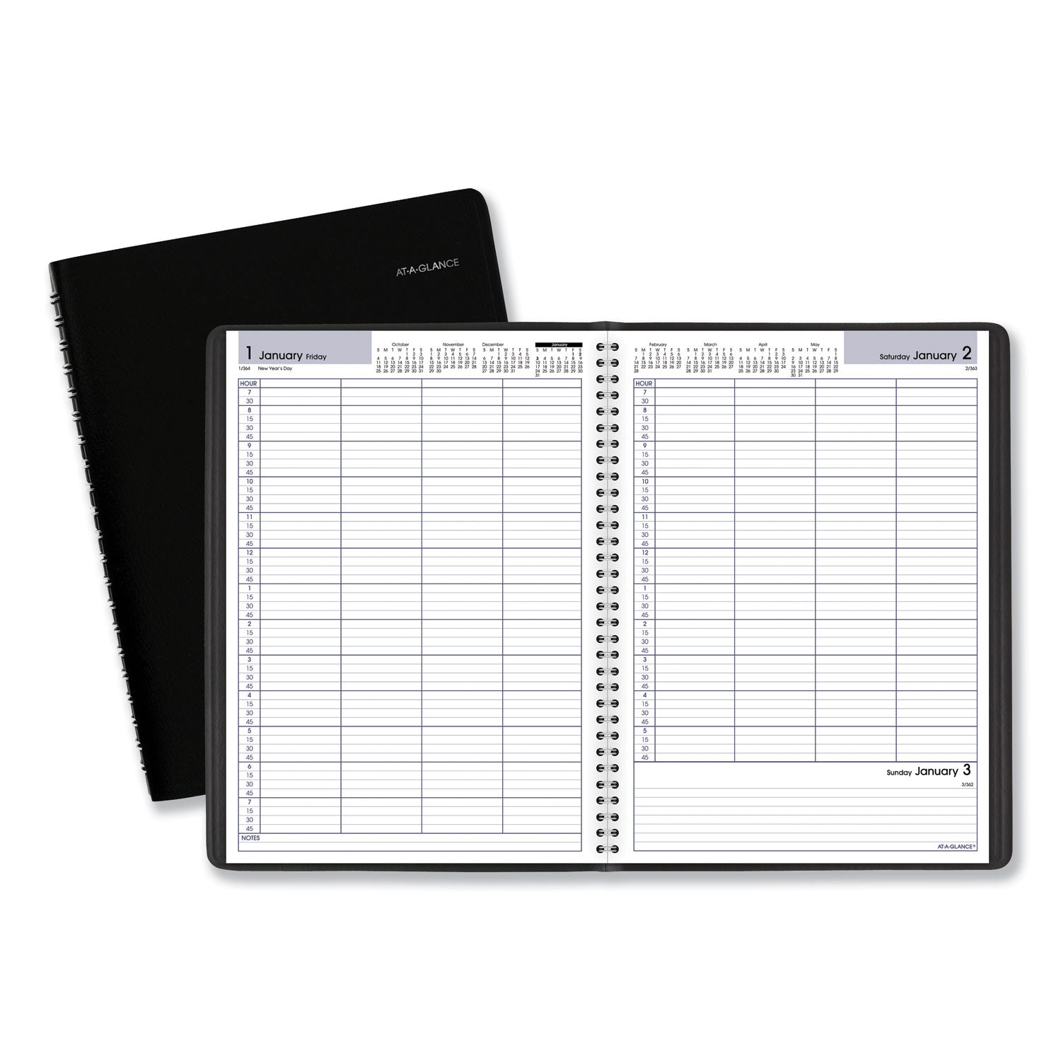 AT-A-GLANCE DayMinder Four-Person Group Daily Appointment Book, 11 x 8, Black Cover, 12-Month (Jan to Dec): 2025 (G56000)