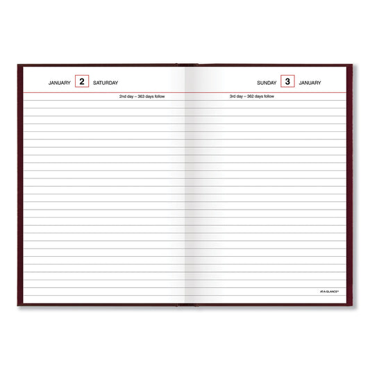 AT-A-GLANCE Standard Diary Daily Reminder Book, 2025 Edition, Medium/College Rule, Red Cover, (201) 7.5 x 5.13 Sheets (SD38713)