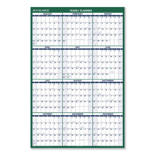 AT-A-GLANCE Vertical Erasable Wall Planner, 32 x 48, White/Green Sheets, 12-Month (Jan to Dec): 2025 (PM31028)