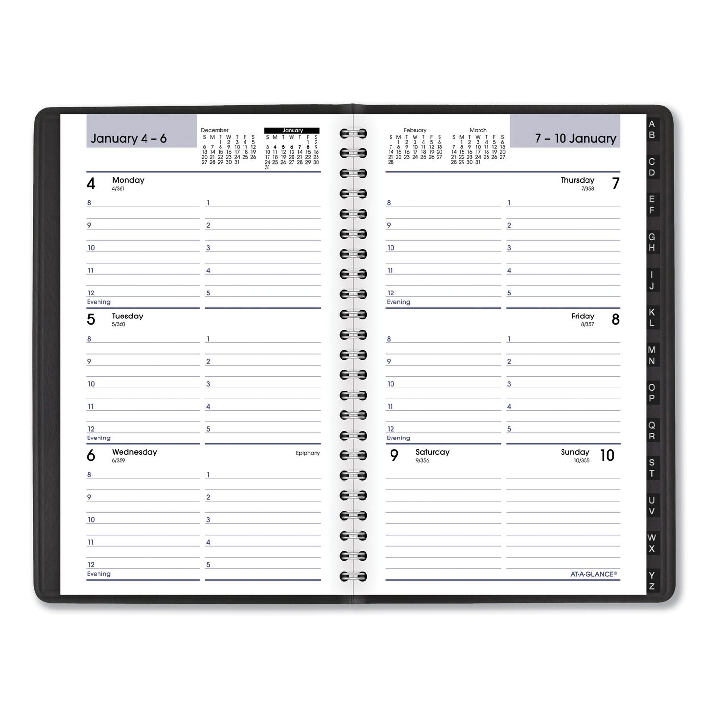 AT-A-GLANCE DayMinder Block Format Weekly Appointment Book, Tabbed Telephone/Add Section, 8.5 x 5.5, Black, 12-Month (Jan to Dec): 2025 (G21000)