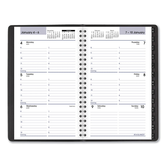 AT-A-GLANCE DayMinder Block Format Weekly Appointment Book, Tabbed Telephone/Add Section, 8.5 x 5.5, Black, 12-Month (Jan to Dec): 2025 (G21000)