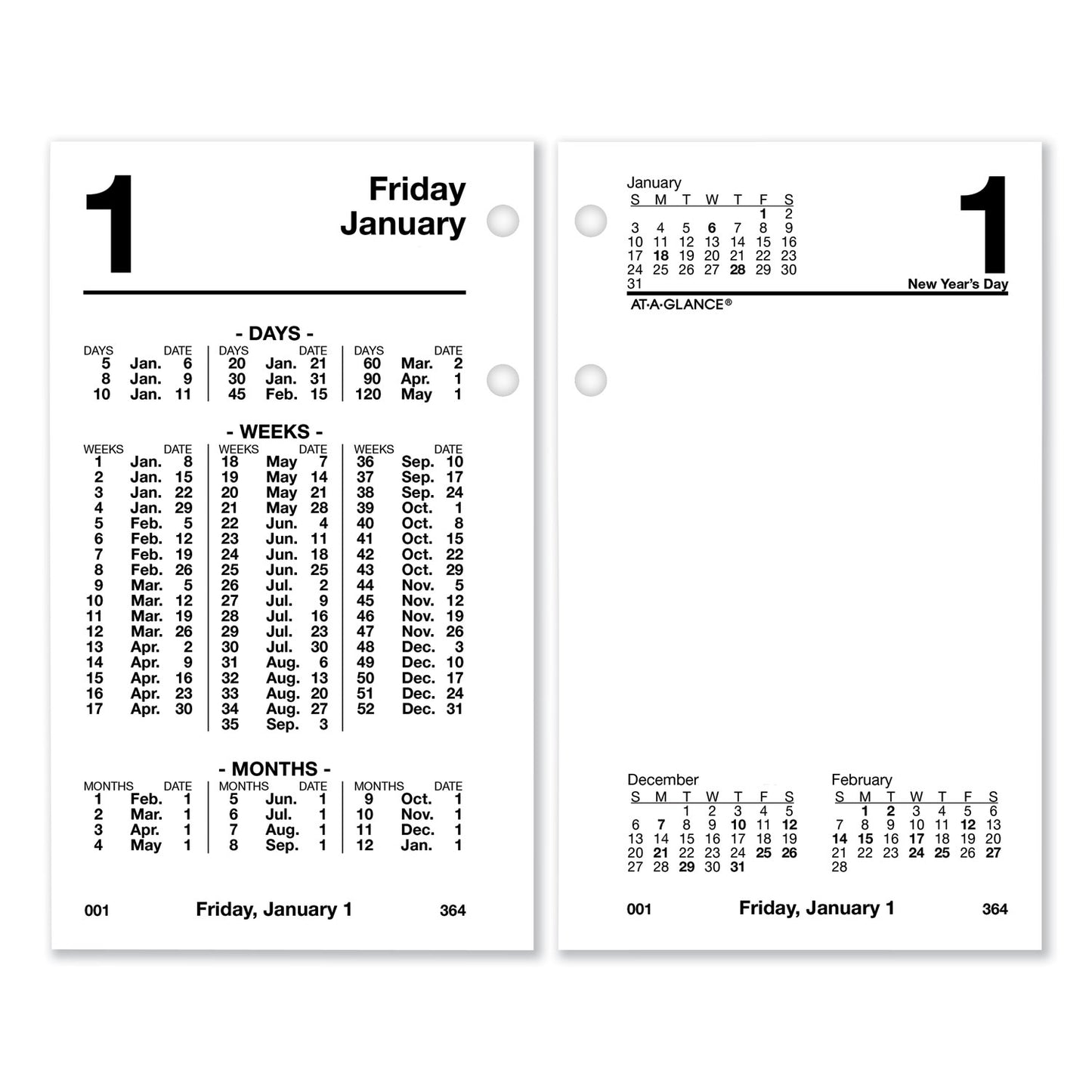 AT-A-GLANCE Financial Desk Calendar Refill, 3.5 x 6, White Sheets, 12-Month (Jan to Dec): 2025 (S17050)