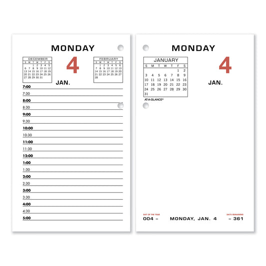 AT-A-GLANCE Two-Color Desk Calendar Refill, 3.5 x 6, White Sheets, 12-Month (Jan to Dec): 2025 (E01750)