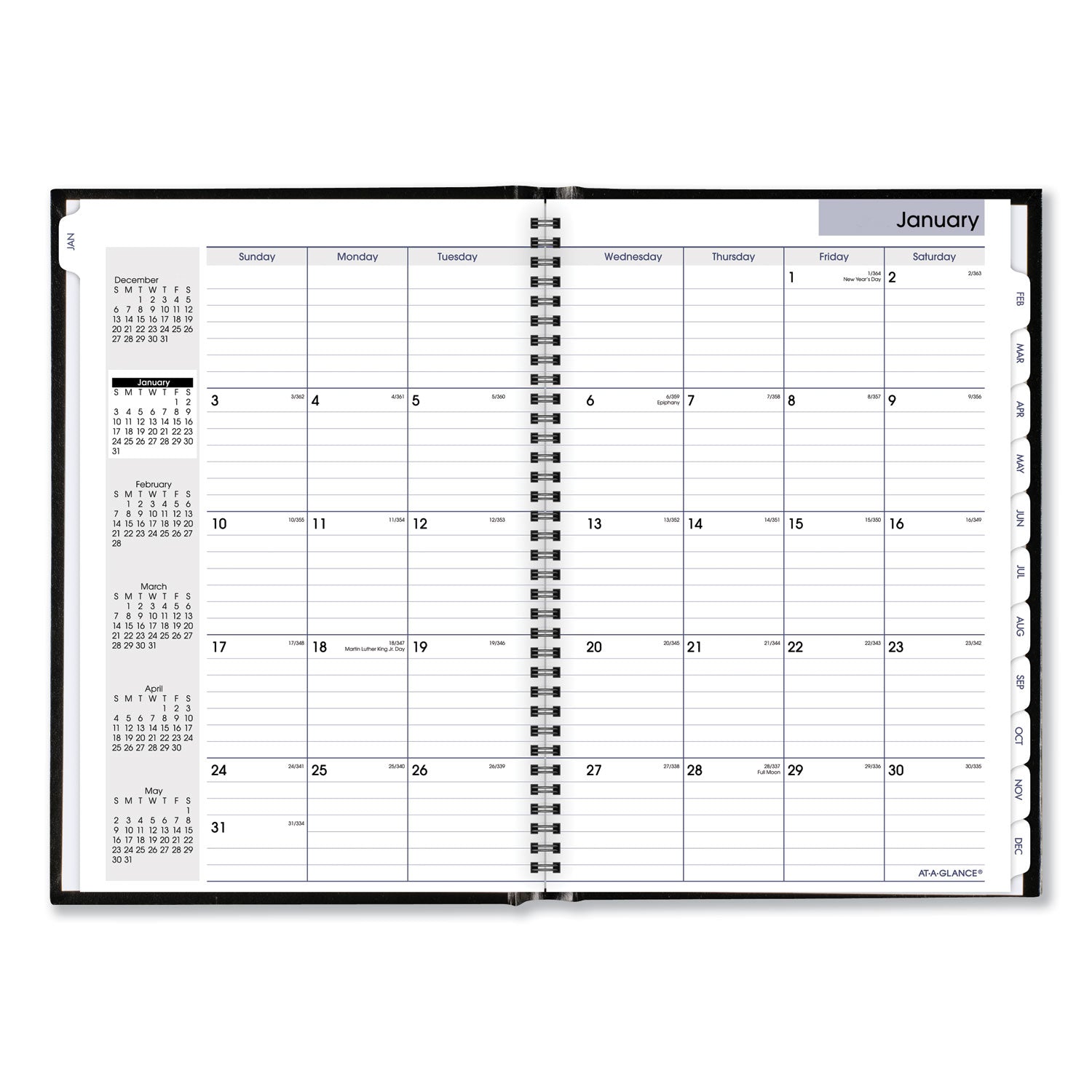 AT-A-GLANCE DayMinder Hard-Cover Monthly Planner, Ruled Blocks, 11.75 x 8, Black Cover, 14-Month: Dec 2024 to Jan 2026 (G470H00)