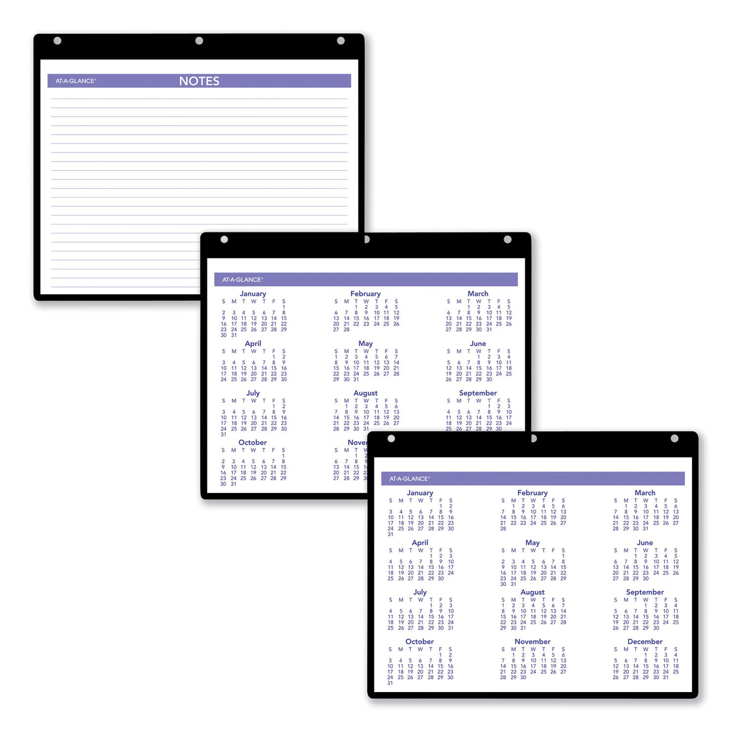 AT-A-GLANCE Monthly Desk/Wall Calendar with Plastic Backboard and Bonus Pages, 11 x 8, White/Violet/Red Sheets, 12-Month (Jan-Dec): 2025 (SK800)