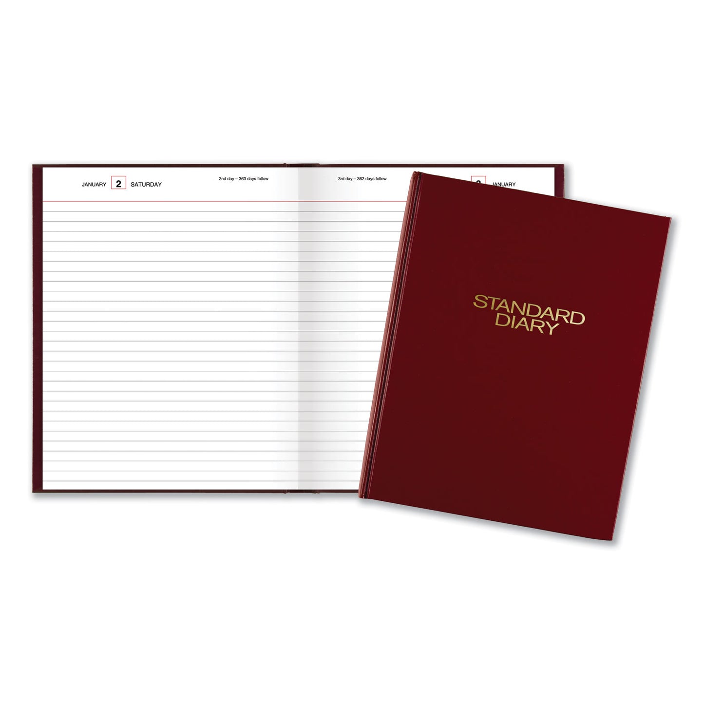 AT-A-GLANCE Standard Diary Daily Diary, 2025 Edition, Medium/College Rule, Red Cover, (200) 9.5 x 7.5 Sheets (SD37413)