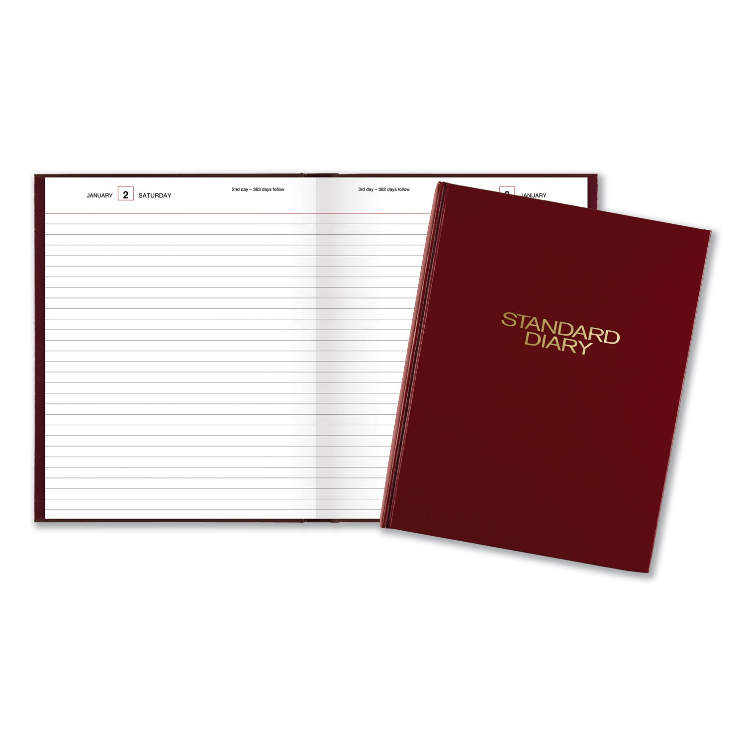 AT-A-GLANCE Standard Diary Daily Diary, 2025 Edition, Medium/College Rule, Red Cover, (200) 9.5 x 7.5 Sheets (SD37413)