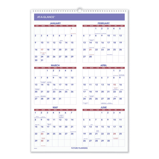 AT-A-GLANCE Three-Month Wall Calendar, 15.5 x 22.75, White Sheets, 12-Month (Jan to Dec): 2025 (PM628)