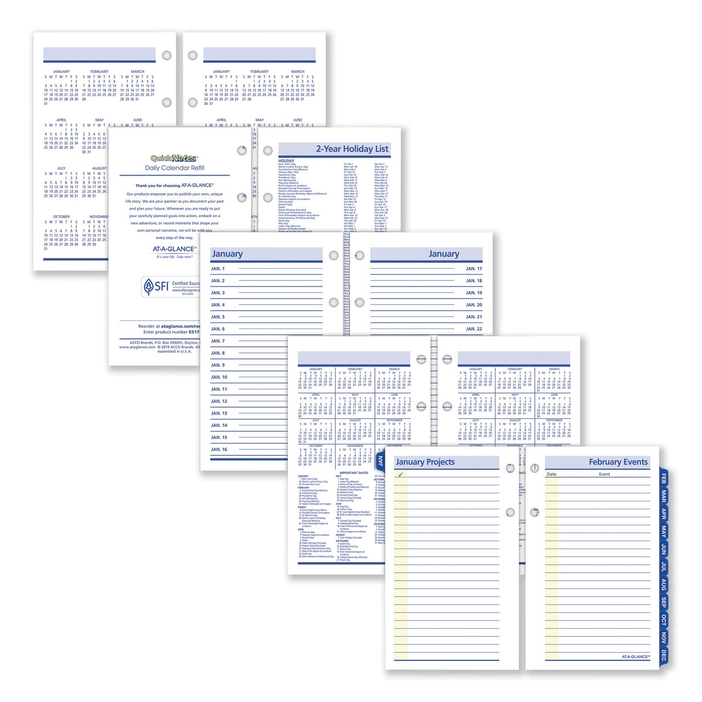 AT-A-GLANCE QuickNotes Desk Calendar Refill, 3.5 x 6, White/Yellow/Blue Sheets, 12-Month (Jan to Dec): 2025 (E51750)